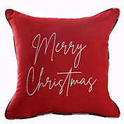 Outdoor Living and Style 18" Red and White Single Embroidered Decorative "Merry Christmas" Square Lumbar Pillow