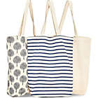 Alternate image 0 for Juvale Reusable Tote Bags, Cotton Canvas Cloth for Grocery, Shopping (3 Designs, 15x16.5 inches)