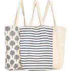 Alternate image 0 for Juvale Reusable Tote Bags, Cotton Canvas Cloth for Grocery, Shopping (3 Designs, 15x16.5 inches)