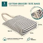 Alternate image 1 for Juvale Reusable Tote Bags, Cotton Canvas Cloth for Grocery, Shopping (3 Designs, 15x16.5 inches)