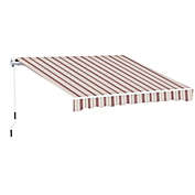 Outsunny 13&#39; x 8&#39; Manual Retractable Sun Shade Patio Awning with Durable Design & Adjustable Length Canopy, Red