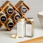 Alternate image 1 for Talented Kitchen Set of 24 Gold Cap Glass Spice Jars with Labels, Empty 4oz Containers with Shaker Lids, 284 Preprinted Stickers in 2 Minimalist Styles for Seasonings and Herbs