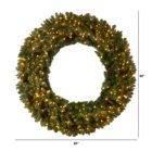 Alternate image 3 for Nearly Natural 5&#39;D Flocked Artificial Christmas Wreath with Pinecones, 300 Clear LED Lights and 680 Bendable Branches