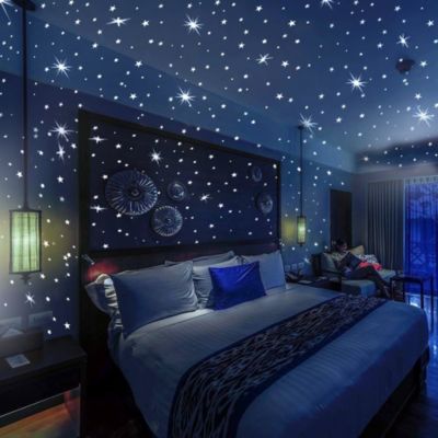 15pc Glow In The Dark Stars & Moon Plastic Stickers Ceiling Wall Bedroom Sticker