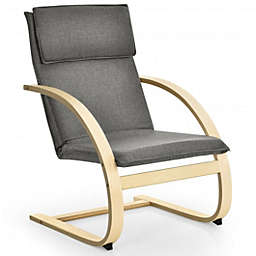 Costway Modern Fabric Upholstered Bentwood Lounge Chair-Gray