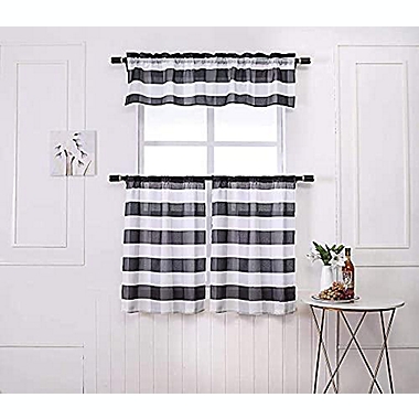 MarCielo 3 Piece Buffalo Kitchen Curtain With Swag and Tier Window Treatment Set. View a larger version of this product image.