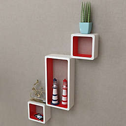 vidaXL Wall Cube Shelves 6 pcs White and Red