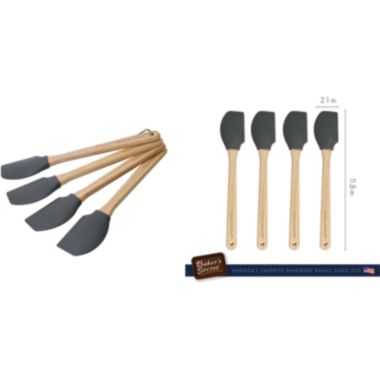 Baker's Secret Set of 4x Spatula 12", Silicone Heat Resistant, Kitchen Essentials, Dark Gray. View a larger version of this product image.