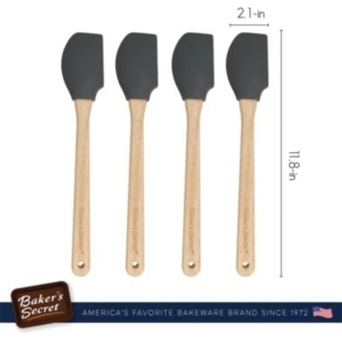 Baker's Secret Set of 4x Spatula 12", Silicone Heat Resistant, Kitchen Essentials, Dark Gray. View a larger version of this product image.