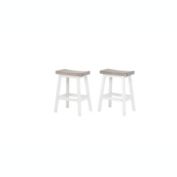 Pilaster Designs Millport Counter Height Backless Bar Stools, White & Wash Gray Wood