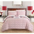 Alternate image 2 for Chic Home Bristol 4 Pieces Duvet Cover Set Cotton Zipper Closure Pillow Shams - Queen 90" x 90" - Pink