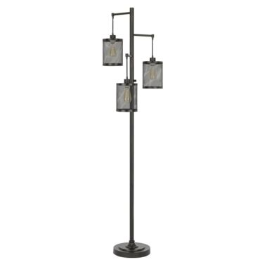 Saltaro Sherpi 72 Inch Metal Floor Lamp, 3 Hanging Mesh Shades, Bronze Black- Saltoro Sherpi. View a larger version of this product image.