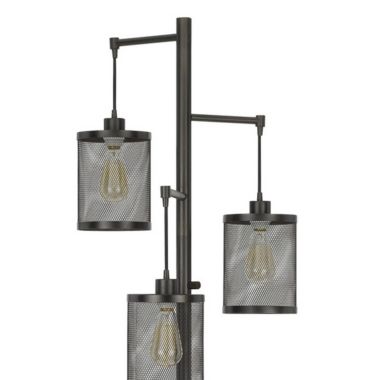 Saltaro Sherpi 72 Inch Metal Floor Lamp, 3 Hanging Mesh Shades, Bronze Black- Saltoro Sherpi. View a larger version of this product image.