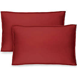 Bare Home Premium 1800 Ultra-Soft Microfiber Pillow Sham - Double Brushed - Hypoallergenic - Wrinkle Resistant - Set of 2 (Red, Standard Pillowcase)