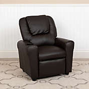 Flash Furniture Vana Contemporary Brown LeatherSoft Kids Recliner with Cup Holder and Headrest