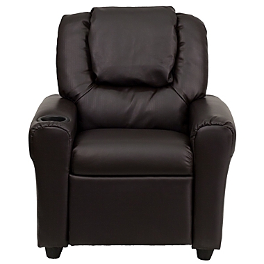 Flash Furniture Vana Contemporary Brown LeatherSoft Kids Recliner with Cup Holder and Headrest. View a larger version of this product image.