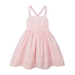 Hope & Henry Girls' Special Sun Dress with Embroidered Hem (Light Pink, 5)