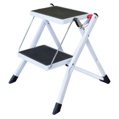 Amerihome Mini Compact Foldaway Design 2-Step Utility Stool - White,Black. View a larger version of this product image.