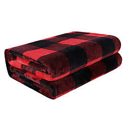 PiccoCasa Plaid Flannel Fleece Blanket Twin Size, Fiery Red Soft Rectangle Blankets and Throws,Plush Lightweight Decors Breathable Blanket for Couch Sofa Bed,60