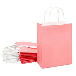 Sparkle and Bash Pink Paper Gift Bags with Handles for Birthday Party, Wedding (8 x 10 In, 25 Pack)