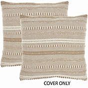 Mina Victory Life Styles Stonewash Braided Indoor Beige Throw Pillow Covers Set of 2