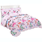 MarCielo Kids Butterfly Quilt Bedspread Set For Teens Girls Boys