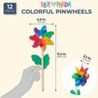Alternate image 1 for Blue Panda 12 Pack Rainbow Flower Pinwheels for Yard and Garden Decorations (11.2 Inches)