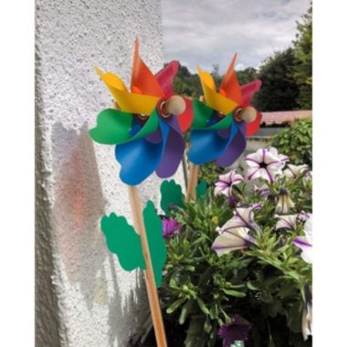 Blue Panda 12 Pack Rainbow Flower Pinwheels for Yard and Garden Decorations (11.2 Inches). View a larger version of this product image.