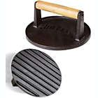 Alternate image 0 for Jim Beam Black Cast Iron Burger Press - 7&#39;&#39; Heavy Duty Burger Press with Solid Wood Handle
