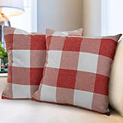 Zulay Home Buffalo Plaid Throw Pillow Covers 18x18 - Red & White
