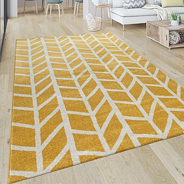 Grey Yellow Rug Geometric Pattern Modern Living Room Carpet Small Extra Large XL 