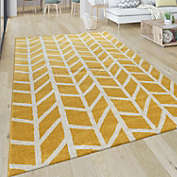 Paco Home Yellow White Area Rug with Modern Geometric Pattern - Retro Look