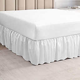 CGK Unlimited Bed Skirt Ruffled Microfiber 14 Inch Drop - King - White