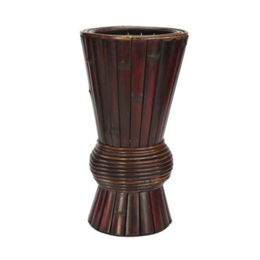 Nearly Natural Bamboo Decorative Planter, Burgundy. View a larger version of this product image.