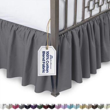 SHOPBEDDING Ruffled Bed Skirt with Split Corners - Queen, Dove Grey, 21 Inch Drop Cotton Blend Bedskirt (Available in 14 Colors) - Blissford. View a larger version of this product image.