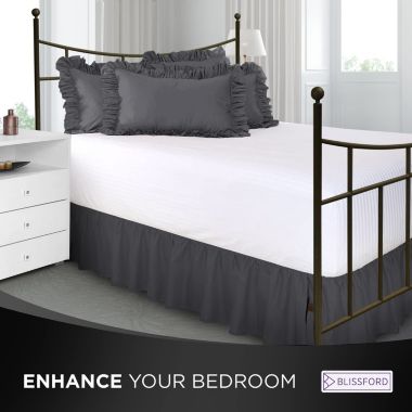 SHOPBEDDING Ruffled Bed Skirt with Split Corners - Queen, Dove Grey, 21 Inch Drop Cotton Blend Bedskirt (Available in 14 Colors) - Blissford. View a larger version of this product image.
