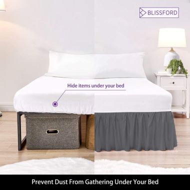 SHOPBEDDING Ruffled Bed Skirt with Split Corners - Queen, Dove Grey, 21 Inch Drop Cotton Blend Bedskirt (Available in 14 Colors) - Blissford. View a larger version of this product image.