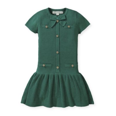 Hope & Henry Girls&#39; Milano Drop Waist Sweater Dress (Green, 3-6 Months)