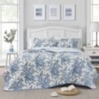 Alternate image 2 for Slickblue King size 3 Piece Bed-in-a-Bag Reversible Blue White Floral Cotton Quilt Set