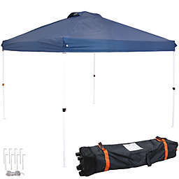 12'x12' Pop Up Canopy Tent Outdoor Wedding Party Shelter with Rolling Bag Blue