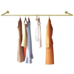 Kitcheniva Clothes Rack Gold Pipe Hanging Rack Garment Display Shelves Wall Mounted