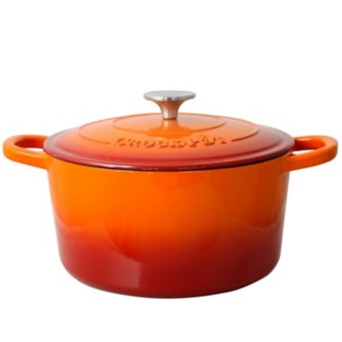 Crock Pot Artisan 5 Quart Round Enameled Cast Iron Dutch Oven in Sunset Orange. View a larger version of this product image.