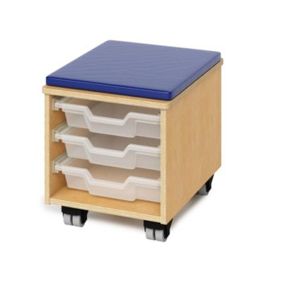 Whitney Brothers Teachers Rolling Stool With Trays - Natural UV