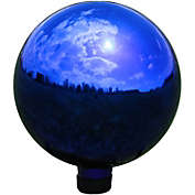 Sunnydaze Indoor/Outdoor Reflective Mirrored Surface Garden Gazing Globe Ball with Stemmed Bottom and Rubber Cap - 10" Diameter - Blue