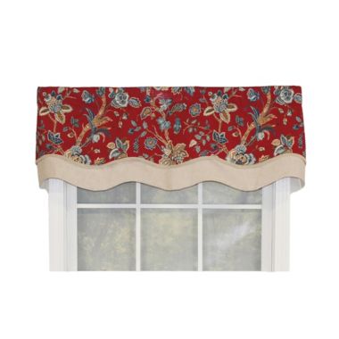 RLF Home Gianna Glory Valance Red. 3" Rod Pocket, Layered, Trimmed. 50"W X 16"L. View a larger version of this product image.