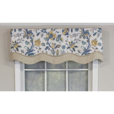 RLF Home Gianna Glory Valance Red. 3" Rod Pocket, Layered, Trimmed. 50"W X 16"L. View a larger version of this product image.