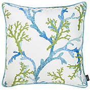 HomeRoots Square White Blue And Green Coral Decorative Throw Pillow Cover - 18" x 18"