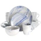 Alternate image 0 for Elama Fine Marble 16 Piece Stoneware Dinnerware Set in Blue and White
