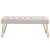 Contemporary Home Living 45.75" Blush Pink and Gold Contemporary Rectangular Bench with Button Tufting