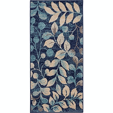 Nourison Tranquil 2&#39; X 4&#39; Navy Area Rug Contemporary Botanical Vine and Bloom by Nourison. View a larger version of this product image.